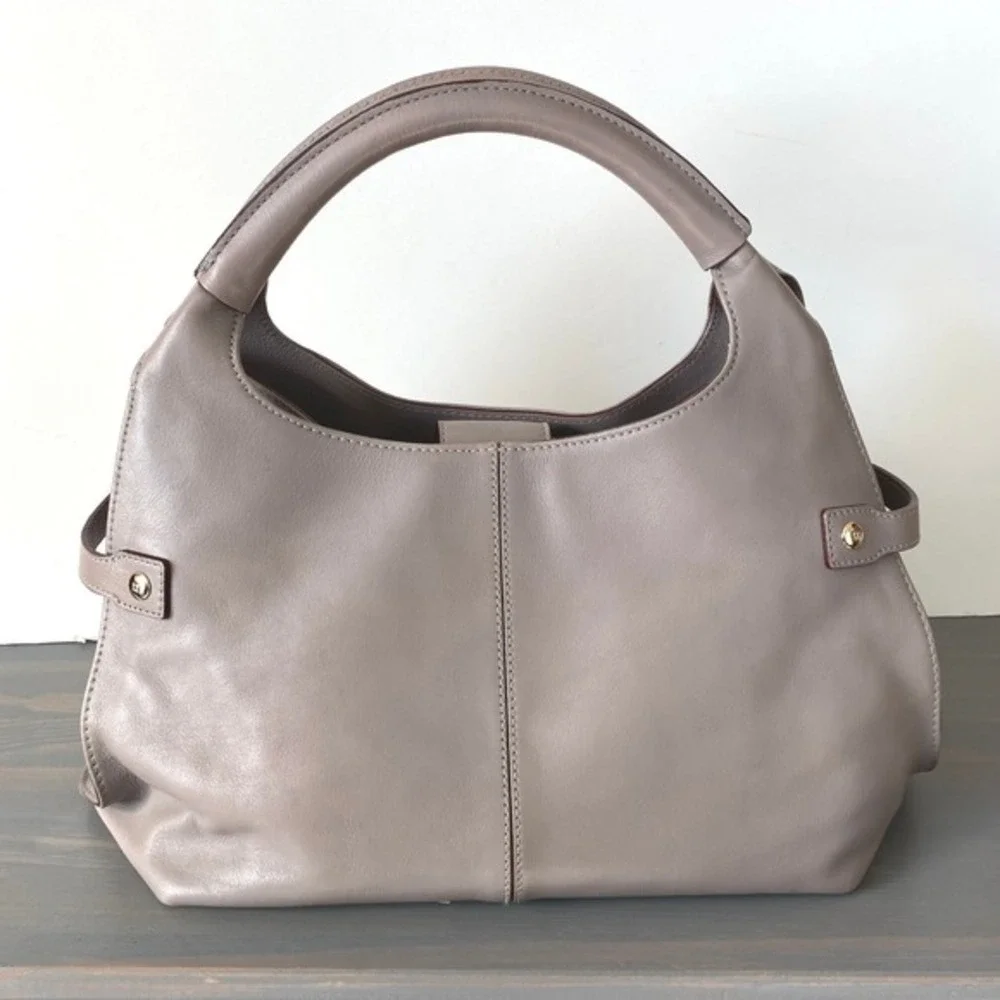 Kate Spade x Kent Stevie Alessandra Leather Satchel Bag Handbag Taupe Sleek‎ 90s